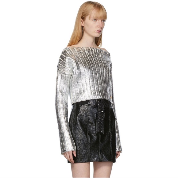 💥BRAND NEW💥 Balmain Silver Coated Knit Sweater - Picture 1 of 11